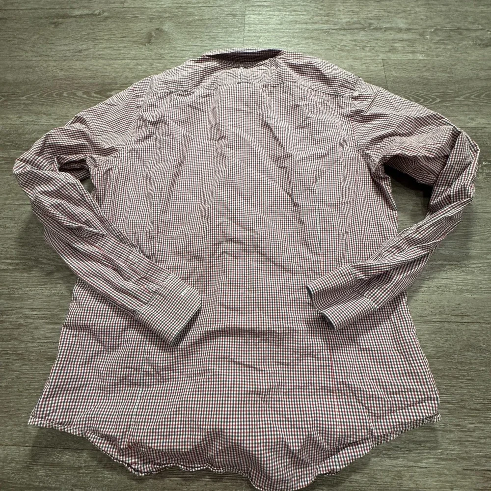 Banana Republic Shirt Mens L Red Cotton Tailored Slim Fit Gingham Preppy Classic